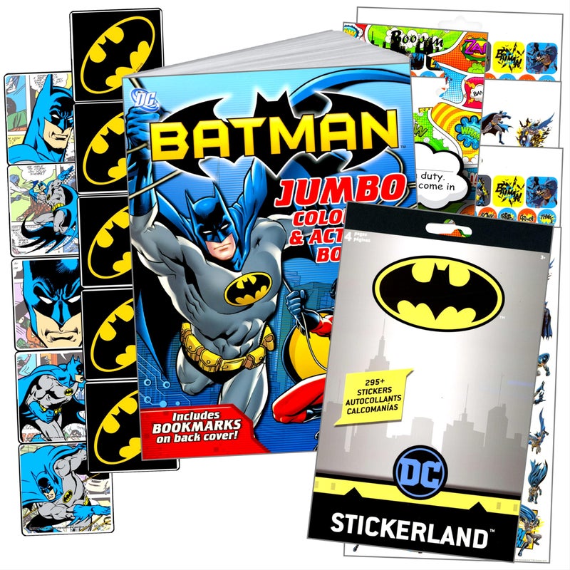 Bendon Batman Coloring Book Set Bundle for Kids with Batman Stickers, Reward Sticker Set, 2-Sided Superhero Door Hanger, and More - Image 1